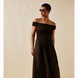 FREE PEOPLE Ceci Smocked Midi Dark Tabacco Size Medium